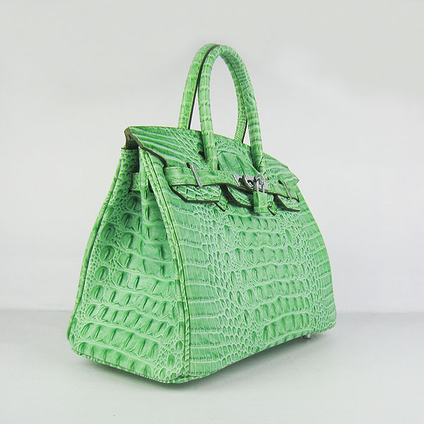 Replica Hermes Birkin 30CM Crocodile Head Veins Bag Green 6088 On Sale